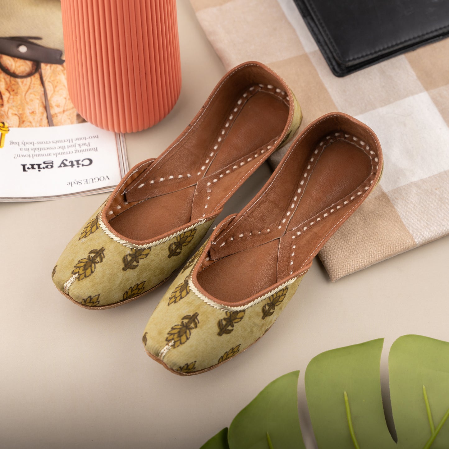 Green jade mojari juttis for women, handcrafted with traditional Rajasthani design and modern comfort, perfect for weddings, festivals, and everyday ethnic wear