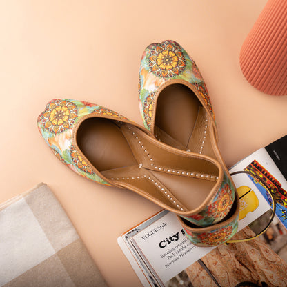 Floral Multicolour Printed Jutti