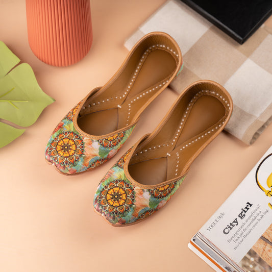 Floral Multicolour Printed Jutti