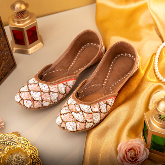 Pink White Crown Jutti