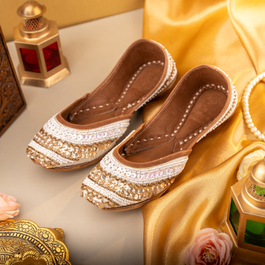 white gold jutti for women